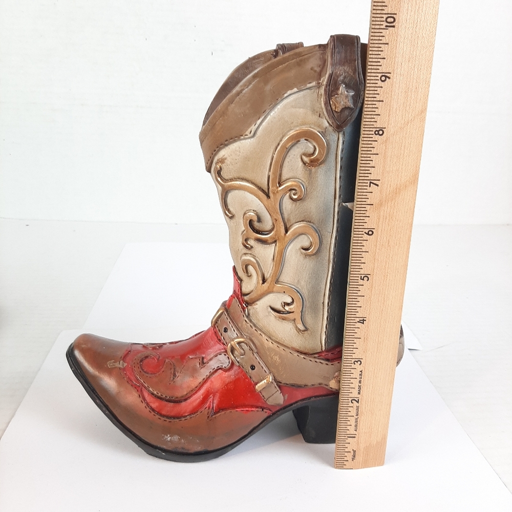 Texas Lone Star cowboy boot 9½" tall resin figurine - Picture 3 of 7